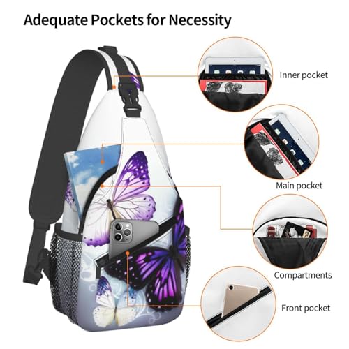 Mochila tipo sling negra con diseño de mariposas miniatura 3