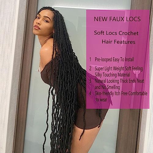7 Packs Soft Locs 36 Inch Goddess Locs Faux Locs Crochet Hair For Black Women Whole Strand Pre-Looped Long New Locs Crochet Natural Black Locs Curly Braiding Hair Extension #TOP5