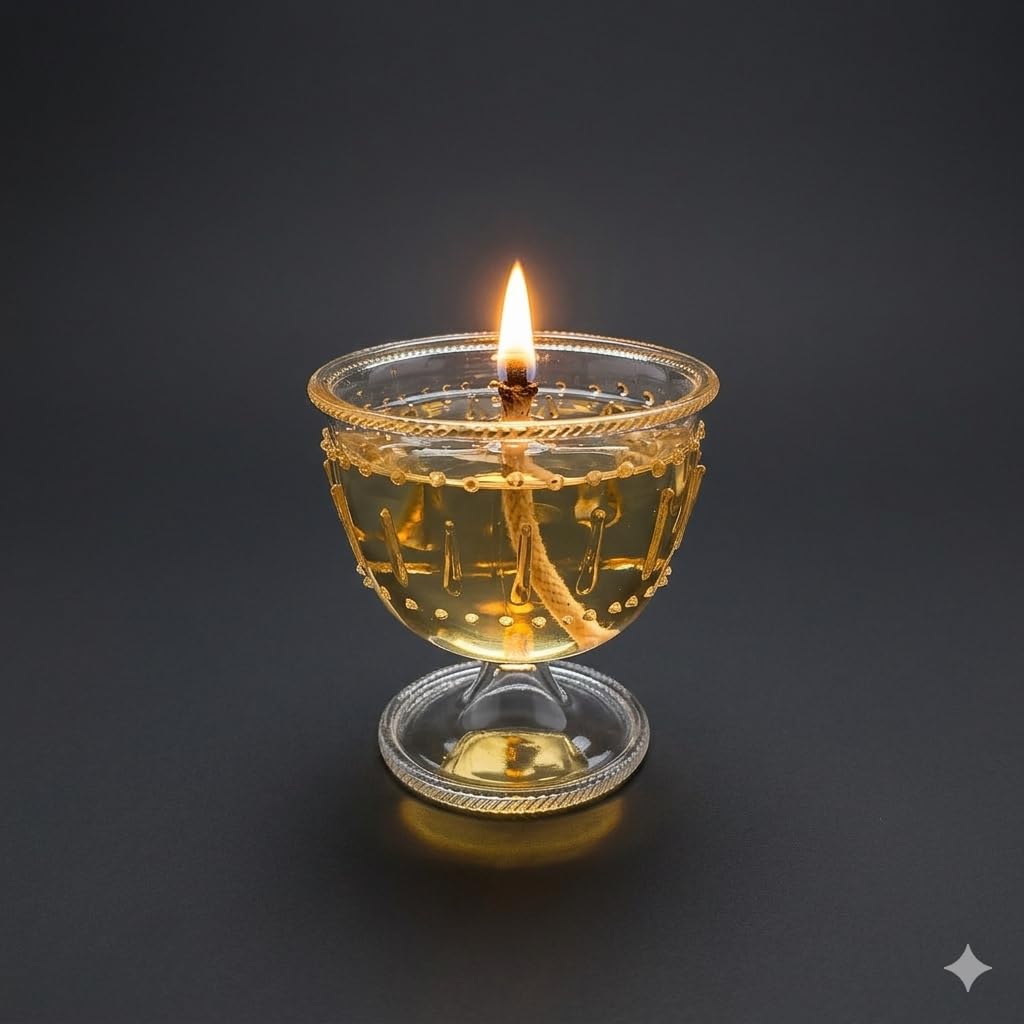 Glass Niranjan for Pooja, Puja samagree, Akhand Diya Mandir, Cotton Wick lamp Diyas Decorative Oil Lamp,Diwali Gifts, Home, Decor (Diameter: 6cm, Height: 5.5cm)-image-33
