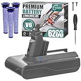 EGR Premium 6200mAh V6 Battery Replacement Compatible with Dyson V6 Animal V6 Absolute V6 Motorhead V6 Fluffy SV03 SV04 SV05 SV06 SV07 SV09 DC58 DC59 DC61 DC62 DC72 DC74 Vacuum Cleaner(Not Fit V7, V8)