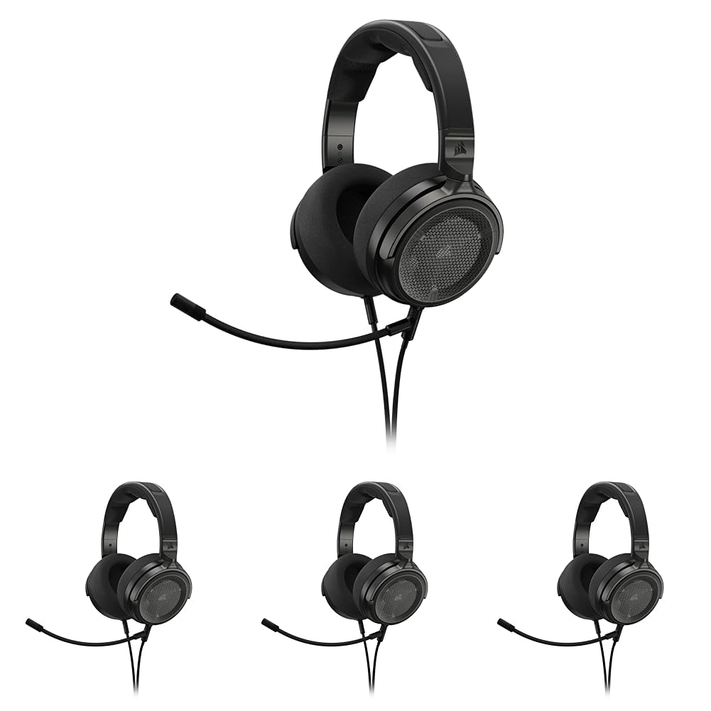 Corsair Virtuoso PRO Wired Open Back Gaming Headset - Detachable Uni-Directional Microphone - 50mm Graphene Drivers - 20Hz-40 kHz Frequency Response - Carbon, (Pack of 4)