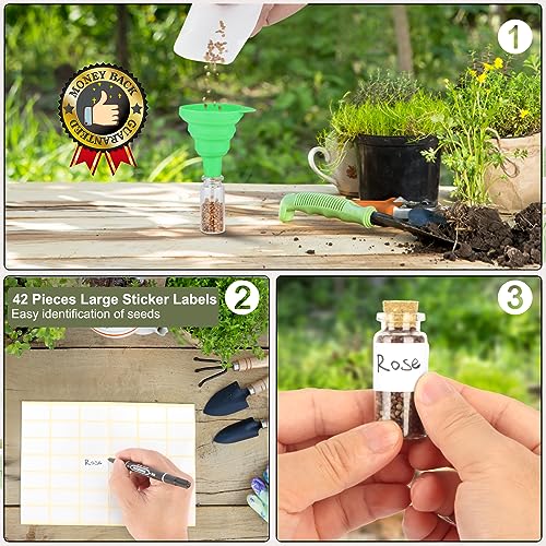Image of 【40 Slots】 Seed Storage Organizer, Sturdy Seed Organizer Storage Box with Dual Zipper Bag and 42Pcs Label Stickers, Glass Seed Storage Container for Flower Vegetable Plants Garden Seeds Saving