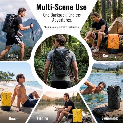 Mochila Bolsa Seca Impermeable 20L para Hombre y Mujer, Mochila con Cierre Roll Top miniatura 6