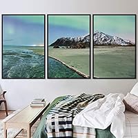 3 Piece Framed Canvas Wall Art Cool Lake Landscape Canvas Prints Home Artwork Decoration for Living Room,Bedroom - 16