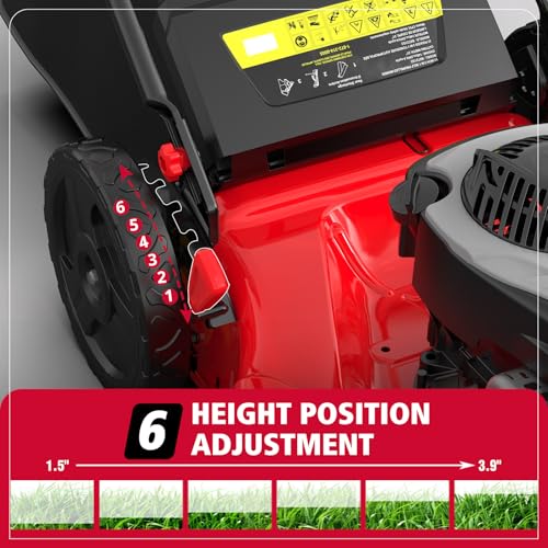 Image of PowerSmart 21 inch Self-Propelled Gas Lawn Mower, 140cc Briggs & Stratton Engine, 3-in-1 Mulching /Bagging /Side Discharge, 6 Cutting Heights, Durable Steel Deck, Rear-Wheel Drive for Yard & Garden