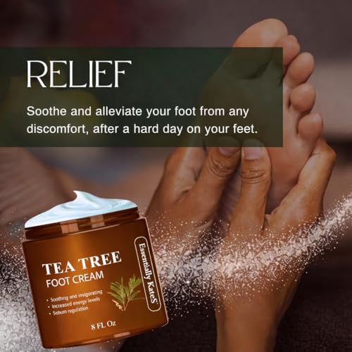 Image of Essentially KateS Tea Tree Foot Cream 8 fl oz - for Dry Cracked Heels, Calluses & Rough Feet - Fast-Absorbing Formula for Tired feet