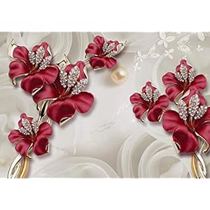 wandmotiv24 Fotobehang Bloemen goud XXL 400 x 280 cm – 8 delen Fotobehang, muurschildering, vliesbehang Vlinder…