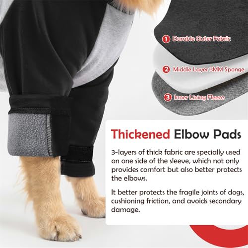 Image of SlowTon Dog Recovery Suit, Dog Leg Sleeve to Stop Licking, Elbow Protector