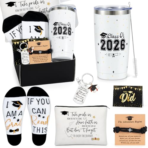 UAREHIBY 2026 Graduation Gift Box for her him Congratulations Gift Basket Funny College Masters Degree Phd Nursing & Nurse High School Grad Gifts for Women Men Graduation Party Decorations