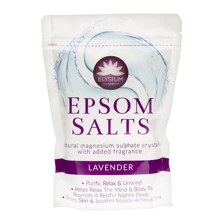 450g Elysium Spa Epsom Salts - Lavender Bliss Epsom Bath Salts - Natural Magnesium Sulphate for Relaxing Muscle Aches