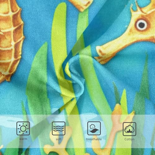 Cotton Toddler Underwear Floral Seahorses Seaweed Art Blue Panties for Girl Florals Kids Undies Briefs 2t3