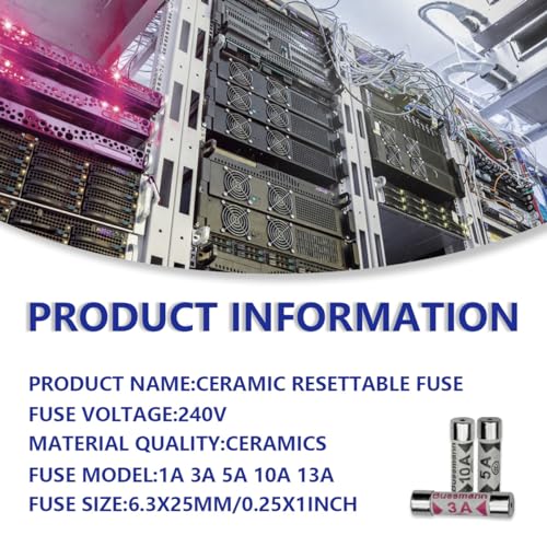 Innfeeltech 6.3*25mm BS1362 Keramik Rohr Sicherung Montage Kit 5 Werte 25pcs 1A/3A/5A/10A/136 Amp 240V Volt