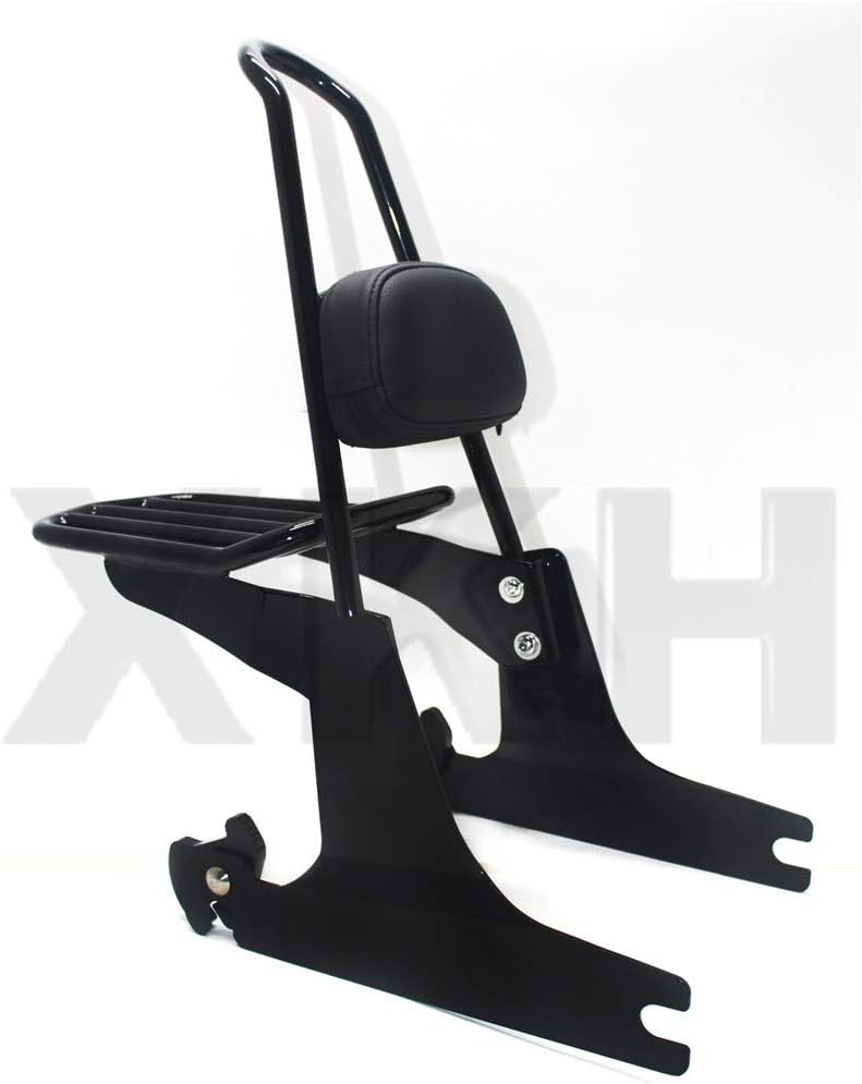 XKH- sissybar backrest luggage rack Detachable Compatible with Harley Dyna 06-up Black [B07JNHJ9H1]