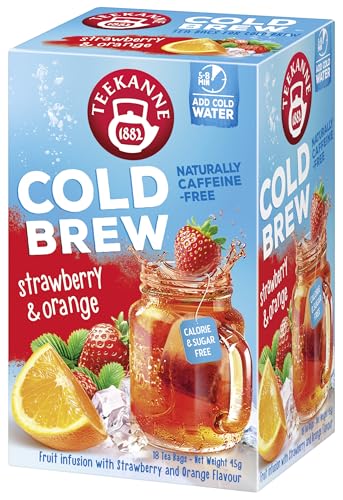 Teekanne Strawberry & Orange Cold Brew Tea Infusion Ice Cool All Natural Real Fruit with Herbals Hibiscus Rosehip Apple