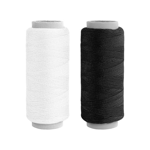 2 Pcs WhiteBlack Polyester Sewing Thread, 200 Yards All-Purpose Strong Thread for Hand Sewing, Machine Sewing, Ideal for Home Tailors, Crafters, and Garment Repair