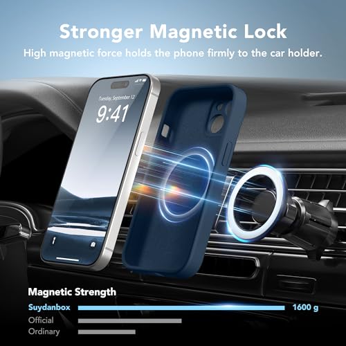 Image of Magnetic for iPhone 13 Case, Compatible with MagSafe, [Full Camera Protection][Screen Protector] Silicone Shockproof Protective Phone Case for iPhone 13 6.1 inch, Cobalt Blue