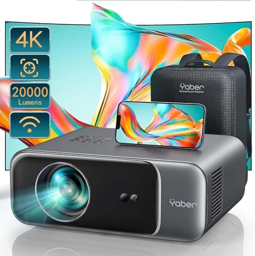 AutofokusTrapezkorrektur-Beamer-Full-HD-1080P-20000-Lumen-WiFi6-Bluetooth-Beamer-Heimkino-4K-Video-Unterstuetztung-YABER-Tragbare-Projektor-LED-300-Display-Kompatibel-mit-SmartphoneTV-StickPS5