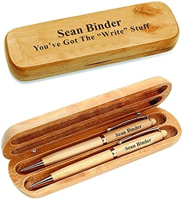 Executive Gift Shoppe - Personalized Pen and Pencil Set in Maple Wood - Wooden Pen and Pencil Case Gift Set with Complimentary Engraving