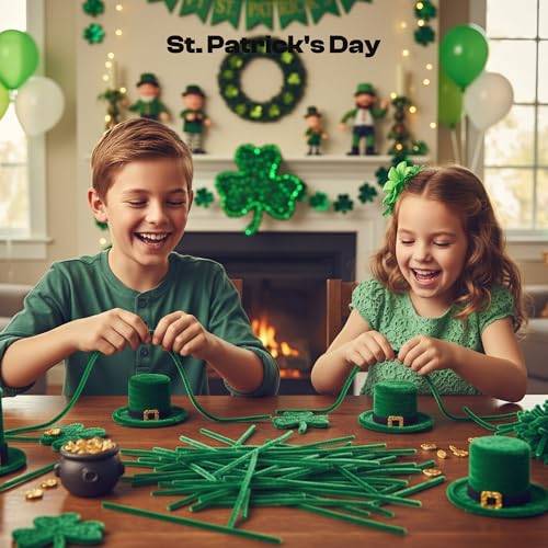 Image of Caydo Dark Green Pipe Cleaners for Crafts, 200 Pieces | Fluffy Chenille Stems Bulk for Kids Art Craft Projects and Home Decorations,12 Inch x 6 mm