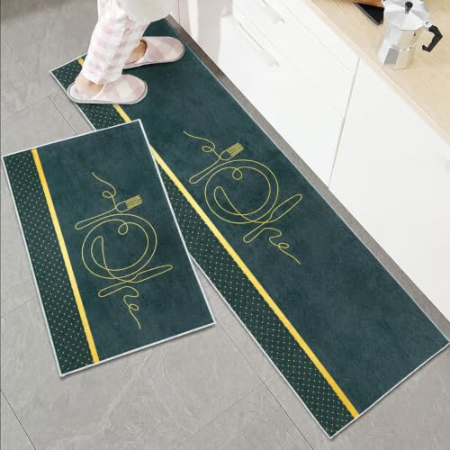 Image of HomeCloud Anti Fatigue Kitchen Rug Printed Thick Anti Slip, Washable, Big Size, Designer Folding Kitchen Mat for Home BedroomStandard Size (41 x 122 cm 41 x 61 cm) ( Kitchen Black Folk)