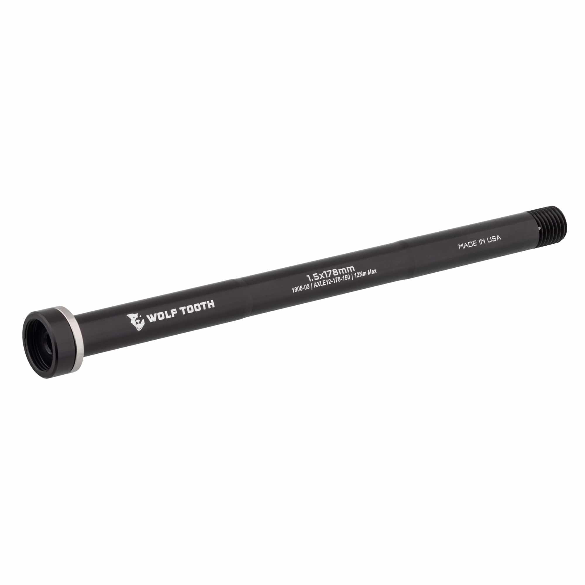 Wolf Tooth: Wolf Axle for 12mm Rear Thru-Axle 1.5 x 178mm - Black - 1.5 x 178mm