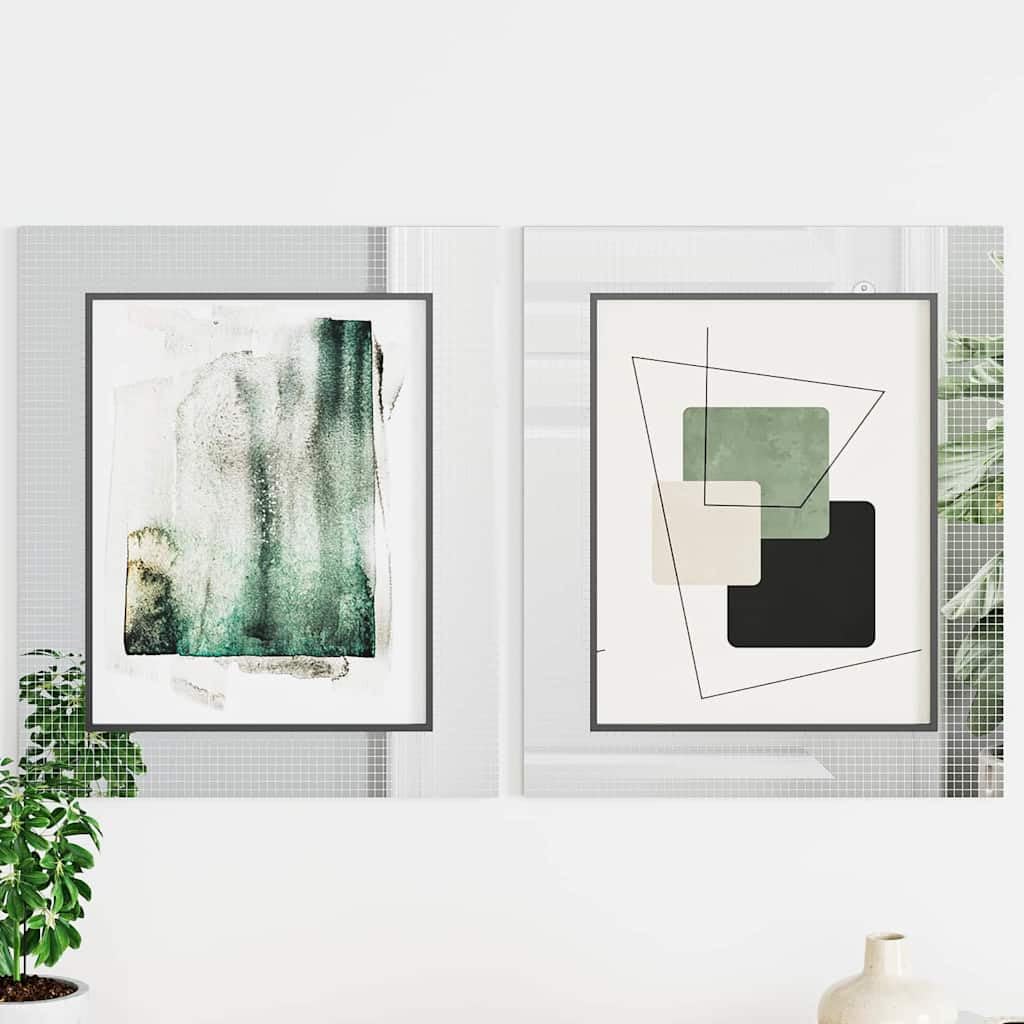 Zestaw 12 lustrzanych płytek mozaikowych, samoprzylepnych, 100 x 4 cm, szkło dekoracyjne, bordiura do dekoracji ściany, srebrna, geometryczny wzór