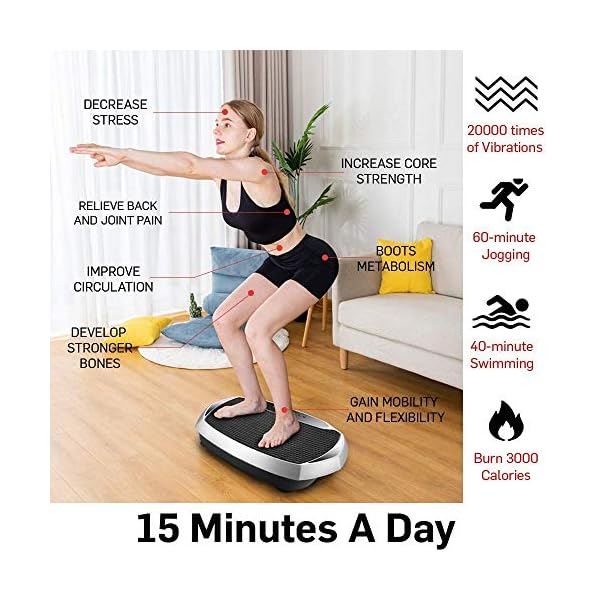 EILISON Fitpro Vibration Plate Exercise Machine - Whole Body Workout Vibration Fitness Platform w/Loop Bands - Lymphatic Drainage Machine for Shaping,Toning, Wellness, Recovery (Silver)