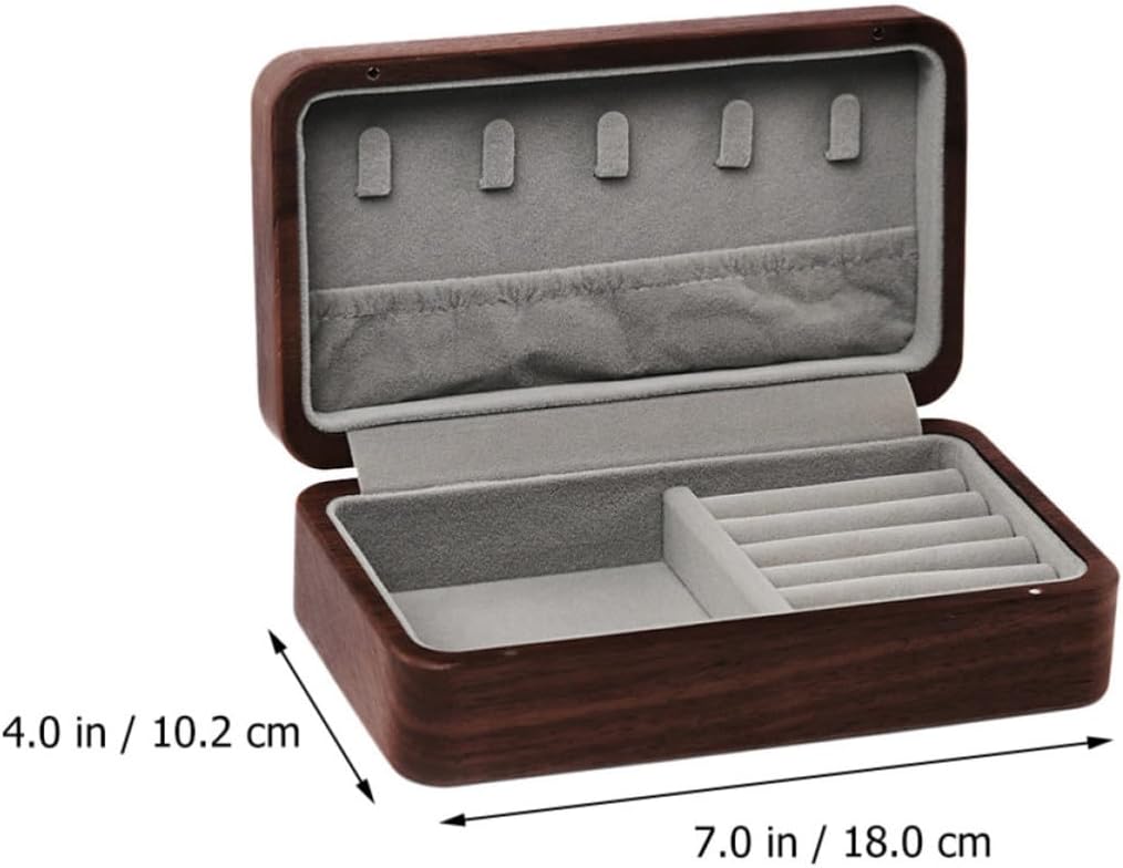 GALPADA Retro Walnut Jewelry Case for Rings and Earrings Travel image 2