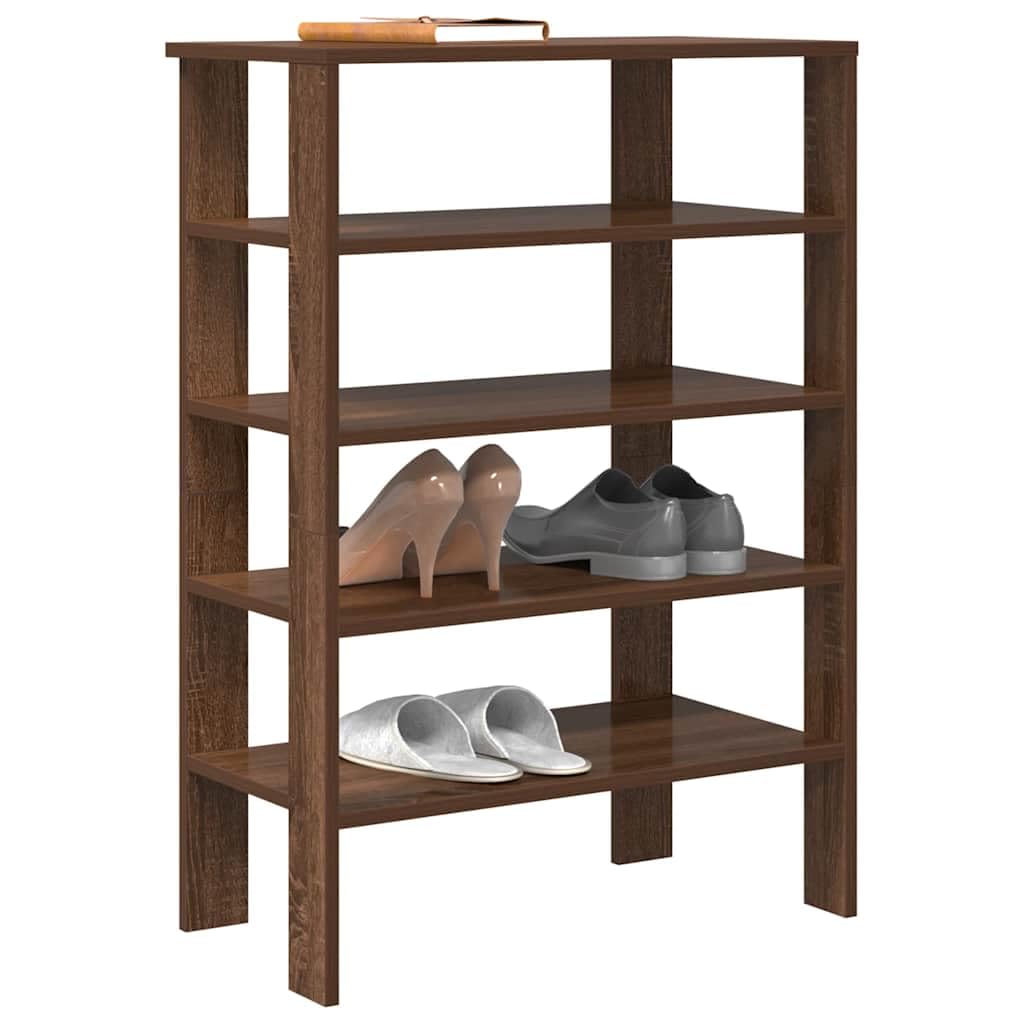 Schuhregal in Braun Eichen-Optik aus Holzwerkstoff, 61 x 32 x 87,5 cm, 60 kg Tragkraft, schmal platzsparend für Flur, Diele, Eingangsbereich, ordentliche Aufbewahrung für Sneaker und Stiefel