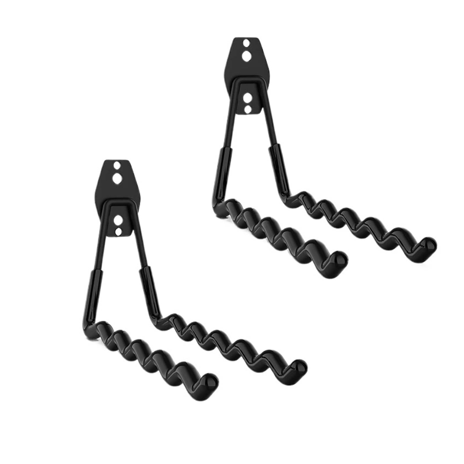 LUYSGBXR Hooks Heavy Duty Metal Hook Garage Organizer Wall Mount Anti-Slip Bicycle Hanger Hooks Storage for Ladders Garden Tool(2wavy-Black)