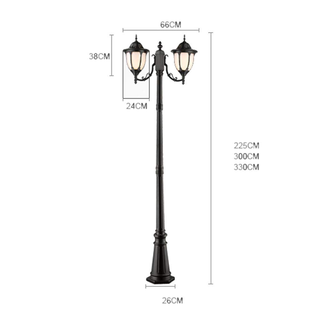 Double tête super lumineuse, Cap Lights Outdoor, Lampadaire LED, Poteau épaissi, mat mat, Abat-jour en acrylique, Aluminium moulé sous pression, Poteaux de clôture LED, Décoration de terrasse ou de ja