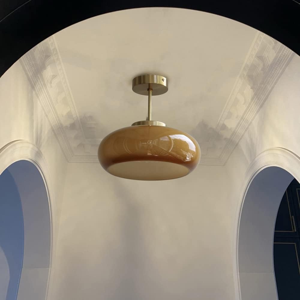 da a Sospensione Minimalista con Paralume in Vetro Giallo, 1 Luce, Finitura in Ottone, Dario, plafoniera per Sala da Pranzo, Isola Cucina, plafoniere, Luce per Sala da Pranzo