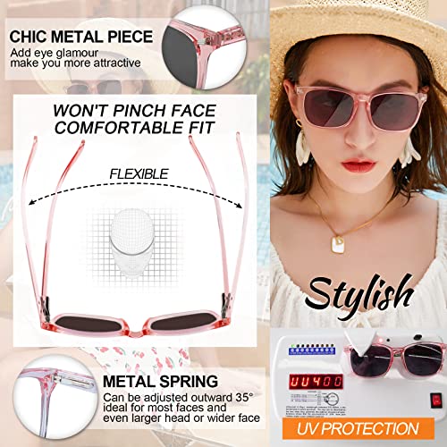 MARE AZZURO Bifocal Reading Sunglasses Women Trendy Square Outdoor Readers 1.00 1.50 2.00 2.50 3.00 3.50 4.00 (Pink, 200)4