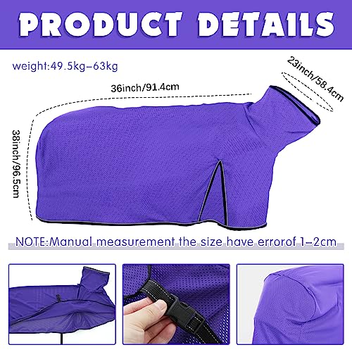 Image of Silkfly 2 Pcs Sheep Blanket Mesh Medium Goat Blanket with Mesh Butt and Adjustable Belly Strap Fits Lambs 110-140 Lbs for Show Lambs, Offers Effective Protection from Fly Bites (Blue, Purple)