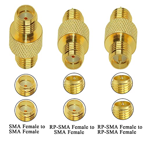 Image of TUOLNK 3PCS SMA Coax Connector Gender Changers, SMA Female to RPSMA Female Coaxial Adapter, Low Loss Coax Cable for Radio Antenna, Audio