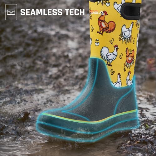 HISEA Women Mud Boots, Neoprene Rubber Garden Shoes Waterproof Mid Calf Rain Boots for Outdoor3