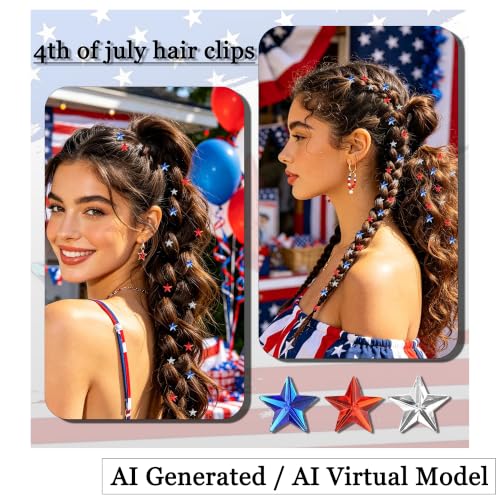 30 piezas accesorios para cabello rojo, blanco y azul miniatura 5