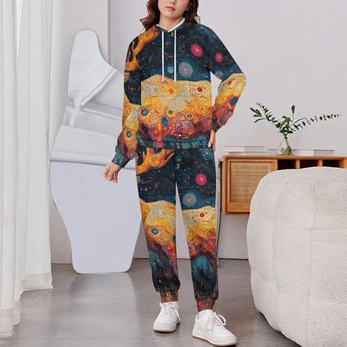 Boys Girls Hoodie Pants Hooded Sweatshirt Sweatpant 2 Piece Clothing Set, Elk Psychedelic Abstract2