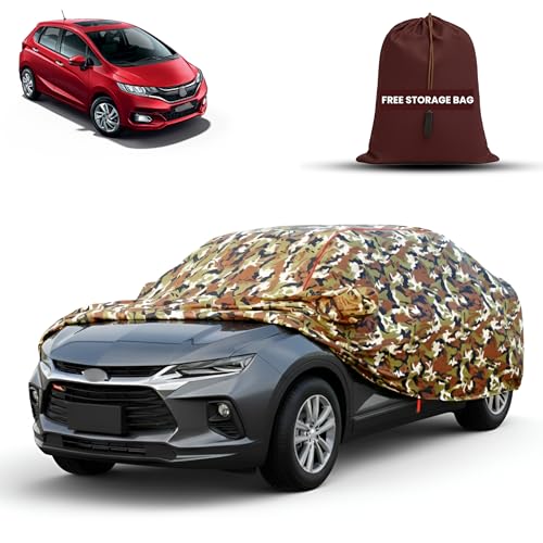 Image of MORNYRAY Car Cover for Honda Jazz | Fully Waterproof Car Body Cover | with Mirror & Antenna Pocket | Dustproof, Windproof & Anti-Scratch Lining, Camouflage