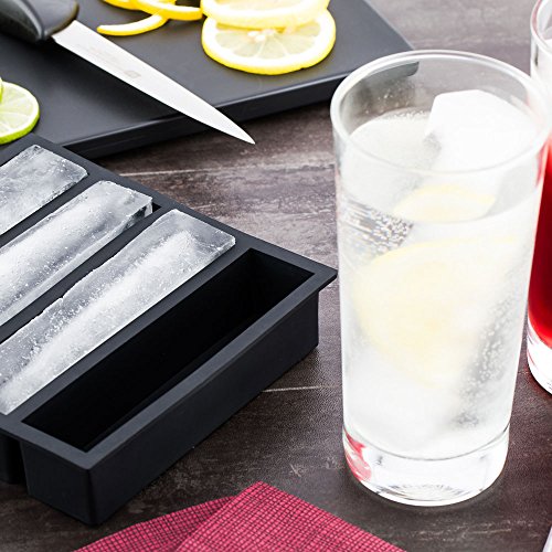 Restaurantware 5.25-Inch Slab Ice Tray - Makes 4 Long Rectangle Cubes: Perfect For Commercial Bars Or Home Use - Constructed From Durable Black Silicone - Dishwasher Safe - 1-Ct #TOP2