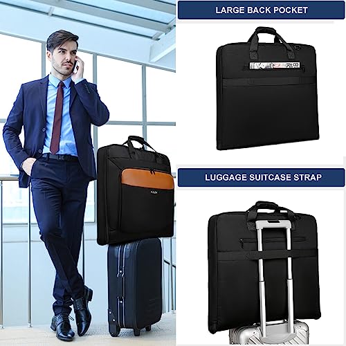 Garment Bags for Travel Large Suit Bag for Men Women, Foldable Carry on Garment Bag 40-Inch Up to 3 Suits for Business Trips, Waterproof 2 in 1 Hanging Suit Luggage Bag, Fits 15.6 Inch Laptop, Brown - Image 3