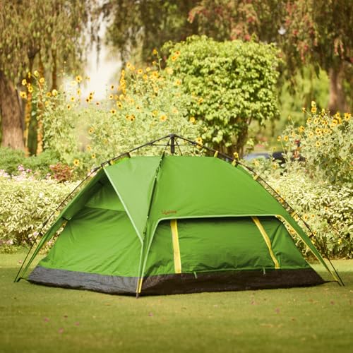 Lifelong Quick Pop-up Camping Tent with Glass Fiber Tent Poles, Superior Air Ventilation, Waterproof with PU Coating for Air Tent-House, Portable & Foldable for Camping 2 Person Green