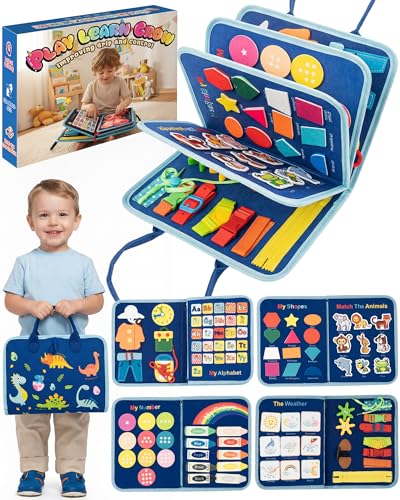 Image of Montessori Busy Board, 8-Page Sensory Activity Toy, Dinosaur