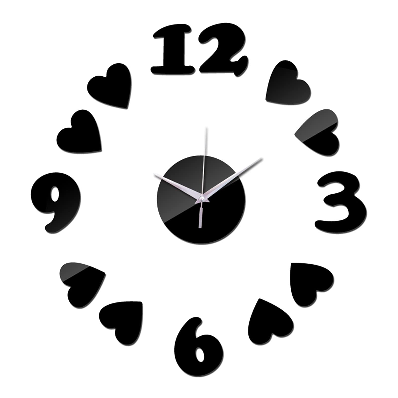 Xihe Home Decoration Wall Clock Living Room Clock Home Decoration Acrylic Mirror 3d Modern Wall Clock Watch Diy Sticker (Color : Black)