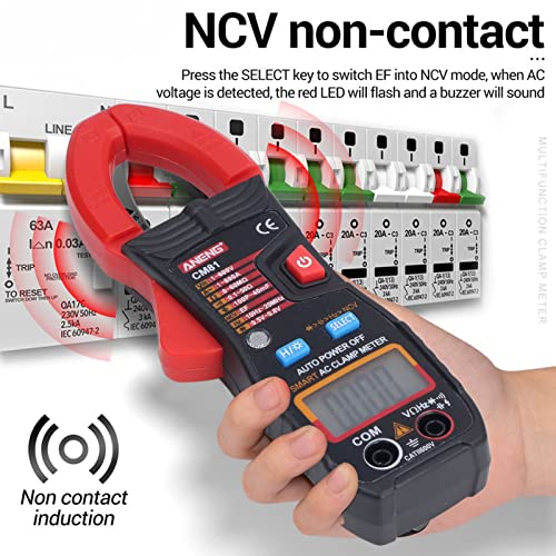 Mxzzand Digital Clamp Meter Clamp Multimeter Contactless Backlight Handheld Ac Dc Voltage Tester For Current Resistance Capacitance(Red) #TOP2