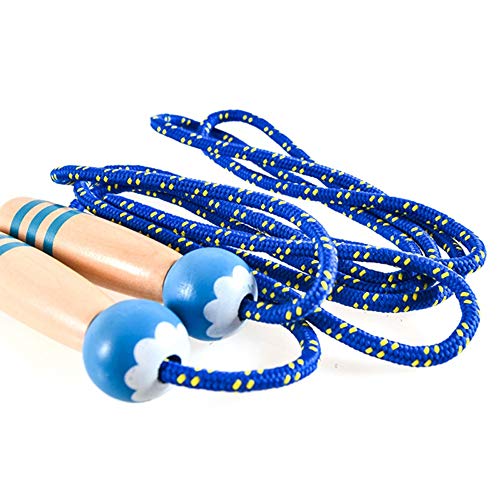 LPAOMKL 幼稚園で遊ぶためのロープ木製ハンドル調節可能な綿縄跳びをスキップする子供たち