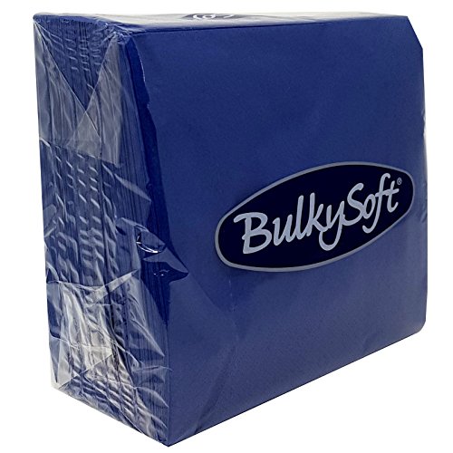 BulkySoft Paper Serviettes 2Ply Solid Colour Soft Napkins for Kitchen Parties and Events Rip Proof Disposable Tableware - 33 × 33 cm 100% Cellulose Pack of 100 Kitchen Napkins - Dark Blue