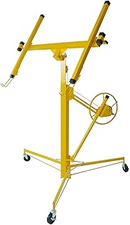 smileracing 16FT Drywall Lift Sheetrock Lift, 150lb Weight Capacity, Construction Tools w/Adjustable Telescopic Arm and Wheels, Yellow