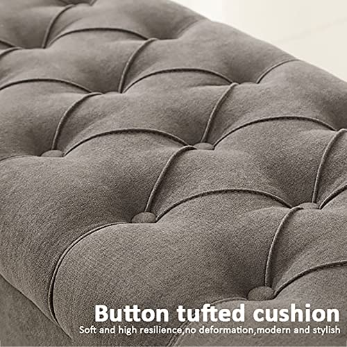 Pouf rectangulaire en lin avec coffre pour optimiser les petits espaces encombrés