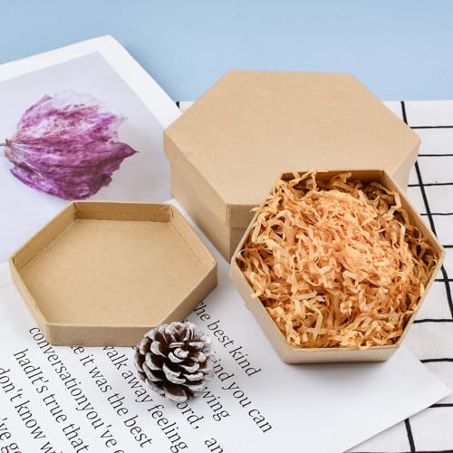 WANDIC Paper Mache Boxes, Set of 2 Small Hexagonal Kraft Box Papier Mache Boxes with Lids for Saving Accessories Cosmetics Jewelry Gifts - Thumbnail 6